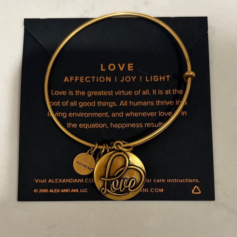 Alex and Ani Gold Love Charm Bracelet